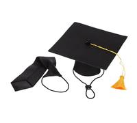 ULTECHNOVO Lovely Puppy Graduation W octoral Hat and Necktie Set in Black, Skin-friendly Polyester Dog Clothes for Graduation Party, Adorable Pet Clothing Accessory