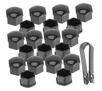 ULTECHNOVO Lug Nut Covers Tough and Wear-proof 20pcs Nylon for Car Wheels 17mm Black with 1 Black Clip Screw Nut Caps, Dust-proof Protection for Automotive Wheel Hub Decoration