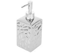 ULTECHNOVO Luxury Ceramic Lotion Dispenser Bottle, Press Pump Refillable Shampoo and Conditioner Container, Silver Hammered Square Bottles for Bathroom and Hotel Use, 250ml