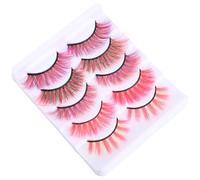 ULTECHNOVO Makeup Lashes 10Pcs Pink Colored False Eyelashes for Dance and Festival Use Thick Glamour Faux Lashes