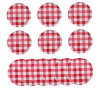 ULTECHNOVO Mason Jar Lids Set 12pcs Metal Canning Jar Covers 6 Wide Mouth (70mm) 6 Regular Mouth (63mm) Red Plaid Leak-Tight Lids Rust-Resistant Dishwasher Safe for Jam Food Storage Preserving (7x7cm)