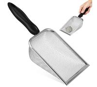 ULTECHNOVO Mesh Cat Litter Scoop Stainless Steel Strainer Basket with Nonslip Grip Easy to Clean Silver Litter Scooper for Cats Suitable for Crafts and Poultry Farming
