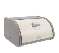ULTECHNOVO Metal Bread Box Roll Top Bread Bin with Iron Construction White and Grey for Kitchen Storage