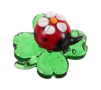 ULTECHNOVO Mini Glass Ladybug Figurine with Brilliant Translucency with Four Leaf Clover, Decorative and Sturdy Crystal Ornament Charming Collectible Insect Sculpture for Garden or Mantel