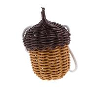 ULTECHNOVO Mini Woven Crossbody Bag for Pine Cone Shape Lightweight Faux Rattan Shoulder Bag for Photography Props and Daily Use