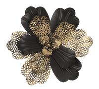 ULTECHNOVO Modern Nordic Minimalism Iron Wall Sculpture with 3d Floral Design, Functional Mirror Integration, Black Metal Decorative Wall Art for Garden and Patio Hanging
