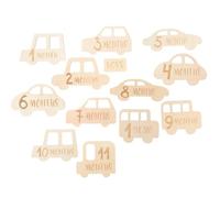 ULTECHNOVO Monthly Cards Commemorative Growth Recording Photo Props 13pcs Wooden with Fine Wood Grain for Newborns and Babies for Photography Studio and Birthday Shoots