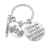 ULTECHNOVO Music Theme Key Chain in Silver Zinc Alloy with Lifelike Shape and Practical Design, Chic and Delicate Keyring Chain Suitable for Handicraft and Desktop Decor