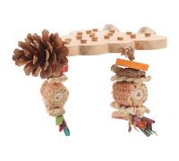 ULTECHNOVO Natural Wooden Bird Perch for Parrots with Small Chew Beads, Bite Resistant Platform for Standing, Parrot Cage Accessory and Bird Chewing