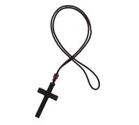 ULTECHNOVO Natural Wooden Cross Pendant Necklace Handmade Wooden Rosary Crucifix Spiritual Symbol for Faith and Blessings Car Rearview Mirror Hanging Ornament for Religious Occasions