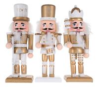 ULTECHNOVO Nutcracker Holiday Christmas with 3pcs Decorations Wooden Decoration Golden Finish, Traditional Nutcracker Soldier Figurines Season Wear-resistant and Unique Design for Desktop