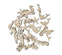 ULTECHNOVO Ocean Animals Wood Slice 50Pcs Unfinished Wooden Cutouts for Holiday Decoration Photo Props DIY Craft Art Project Octopus Shark Whale Dolphin Seahorse Fish