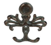 ULTECHNOVO Octopus Cast Iron Wall Hook Double Coat Rack Nautical Ocean Theme Metal Hanger for Towels Bags Keys in Bathroom Kitchen Bedroom