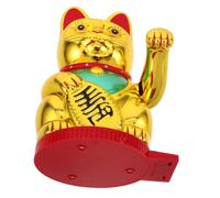 ULTECHNOVO Office Lucky Fortune Cat Solar Powered Chinese Waving Cat Lucky Figurines Waving Desktop Ornament Wealth Ornaments Chinese Wealth Statue Golden