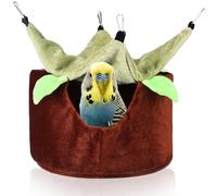 ULTECHNOVO Parrot Sleeping Nest Hanging Sleeping Bed Bird Nest Coffee Crystal Velvet with Sturdy Board Leaf Design Large Space Easy Installation Unique Natural Style for Hamsters and Parrots