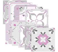 ULTECHNOVO Peel and Stick Tile Decals Waterproof Pink Tile Stickers Glossy Finish for Kitchen Bathroom Floor Wall Surface 4X4 Inch 20 Pack