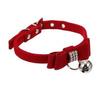 ULTECHNOVO Pet Collar Soft Comfortable Material Red Adjustable Fleece with Rhinestone Bow and Bell and Stylish Pet Accessories for Dogs and Cats for Birthday Party Dress