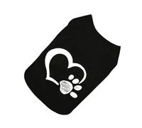 ULTECHNOVO Pet Vest Dog Clothes Stylish Cotton Heart Footprint Pattern Easy to Put on Cool Summer Spring Vest for Small Dogs Jogging Photo Taking Black Size L