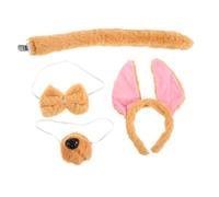 ULTECHNOVO Plush Dog Costume for Adults and Bendable Ears Headband Bow Tie Tail and Fake Nose Soft and Comfortable Animal Cosplay Accessories for Birthday Parties Halloween Carnival