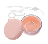 ULTECHNOVO Portable Denture Case with Leakproof Seal Lid and Removable Filter Basket, Anti-Leak Retainer Soaking Case for Braces and False Teeth, Compact Travel Storage Box with Brush