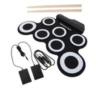 ULTECHNOVO Portable Hand Roll up Drum Set with Silicone Pads, Black Electric Practice Drum Kit Featuring Pure Sound Quality and Professional Demonstration Song for Friends Gathering