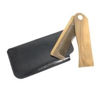 ULTECHNOVO Portable Oil Comb Wooden with Folding Design Beard Comb and Leather Case for Styling, Suitable for Salon and Home Use, Beard Accessory for Men