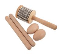ULTECHNOVO Portable Wooden Cabasa Instrument Set with Egg Shaker and Rhythm Sticks, Distinct Layered Sound, Metal and Wood Construction, for Rehearsal Rooms and Community Events