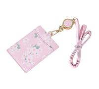 ULTECHNOVO Pu Flower Blossom Printed Pass Holder with Removable Lanyard Multi-Purpose Stylish Chic Id Card Holder for Office Use