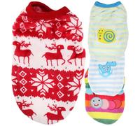 ULTECHNOVO Puppy Fleece Shirt Dog Clothes: 4Pcs Winter Warm Dog Sweaters Soft Baseball Puppy Coats Sweatshirt Outfits for Small Pets Dogs Cats Chihuahua Wearing S