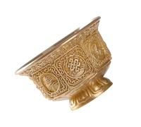ULTECHNOVO Pure Copper Buddhism Offering Cup with Auspicious Eight Symbols Water Container for Feng Shui Temple Decor Zen Rooms and Spiritual Gifts