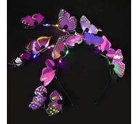 ULTECHNOVO Purple Butterfly Glow the Dark Headband for Women, Comfortable Iron and Plastic Material Hair Accessory with Unique Design, for Concerts and Parties
