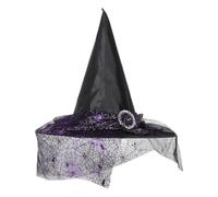 ULTECHNOVO Purple Witch Hat for Women Halloween Party Accessory with Spider Web Print, Pointed Tip and Wide Brim, Breathable Polyester Material, Comfortable Fit for Spooky Celebrations