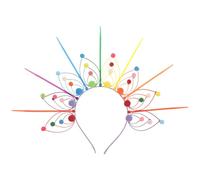 ULTECHNOVO Rainbow Headband with Crown-like Silhouette and Layered Curved Wire Loops, Versatile Festival Accessory with Secure Fit for Pride Celebrations and Parties, Colourful Fabric