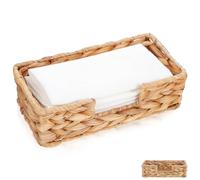 ULTECHNOVO Rattan Napkin Paper Holder, Woven Guest Towel Lunch Serviette Tray, Tissue Napkin Paper Dispenser Tabletop Decor Storage Tray Caddy for Bathroom Kitchen Dining Room Bar Party