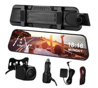 ULTECHNOVO Rear View Mirror with Dual Lens Front and Back Dash Cam with Touch Screen Emergency Recording Cars and Trucks