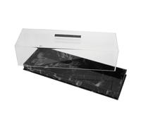 ULTECHNOVO Rectangular Acrylic Cake Tray with Clear Dome Lid Stable Marble Base Dessert Display Stand for Pastries and Cheese Detachable Design for Easy Cleaning Versatile Shape for Various