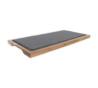 ULTECHNOVO Rectangular Multi-Function Wooden Serving Plate Tray with Sturdy Wood and Stone Material, for Restaurant and Household Use, for Steak, Pizza, Salad, and Sushi Presentation