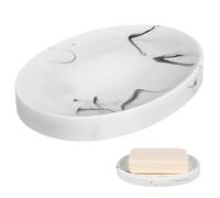 ULTECHNOVO Resin Soap Saver Marble Effect Soap Holder Ceramic Bathroom Dish Holding Tray
