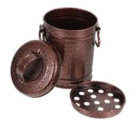 ULTECHNOVO Retro Small Metal Bucket Ashtray with Lid Galvanized Iron Vintage Ash Holder for Home Office Bar Portable Fade Resistant Smokeless Ashtray with Cleanliness Lid
