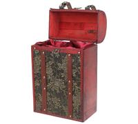 ULTECHNOVO Retro Wooden Wine Box for Two Bottles Vintage Style Storage Box Inner Lining for Wine and Special Occasions Color