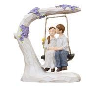 ULTECHNOVO Romantic Couple Figurine Sculpture Painted Resin Kissing Lovers Statue for Home Decoration Living Shelf Anniversary Wedding