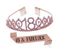 ULTECHNOVO Rose Gold Birthday Crown and Sash Elegant Party Decoration Suit for Women Fine Workmanship with Dazzling Design Birthday Celebration Accessory