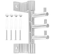 ULTECHNOVO Rotatable Aluminum Alloy Bathroom Towel Holder Rack 3 Bars, No-Drill Wall-Mounted Swivel Hooks for Towels, Coats, and Handbags, Silver Finish Suitable for Kitchen and Shower