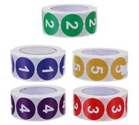 ULTECHNOVO Self Adhesive Number Stickers in Assorted Colours Round 2500pcs Coated Paper Labels for Quick Identification and Removable Use, for Mailbox and Office Organisation