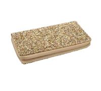 ULTECHNOVO Shiny Purse Women Wallet with Zippered Closure, Golden Pu and Polyester Material, Multi-Storey Fold Design, Creative Stylish Wallet for Mothers and Daughters