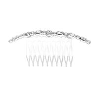 ULTECHNOVO Side Hair Comb Handmade Hair Decor Rhinestone Alloy Metal Silver Oblong Shape Creative Delicate Charming Design for Anniversaries and Dances