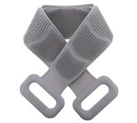 ULTECHNOVO Silicone Bath Towel Back-pulling Scrubber Double-sided Exfoliating Shower Towel Light Grey for Body Care and Back Rub Bathing Supplies