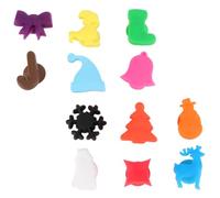 ULTECHNOVO Silicone Suction Cup Glass Markers that Hold Securely and Do Not Scratch Glass 12pcs for Wine Glasses, Christmas Party Dedicated Drink Tags Identifiers for Festive Random Color