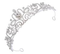 ULTECHNOVO Silver Rhinestone Crown Headband for Chic Alloy Flower Headband for Easy to Wear Dazzling Birthday Party Hair Accessory