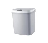 ULTECHNOVO Smart Grey Automatic Trash Can with Infrared Knock Sensor Battery Powered Household Paper Basket Touchless Motion Sensor Lid for Kitchen Bedroom Bathroom with Anti-skid Base and